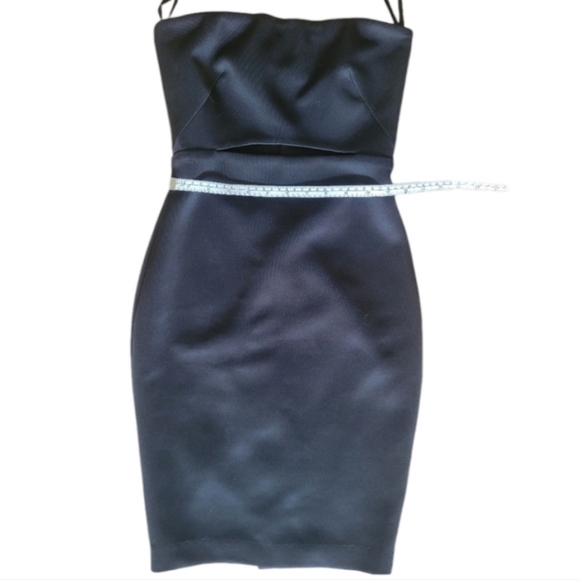 MILLY Strapless Cutout Rose Gold Zipper Bodycon Little Black Dress, Size 0 - Picture 9 of 11